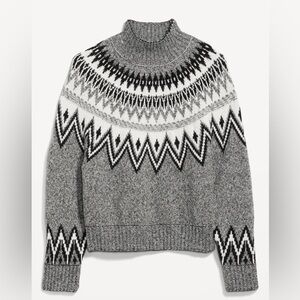 NWT Old Navy Mock-Neck Fair Isle Cropped Sweater XL